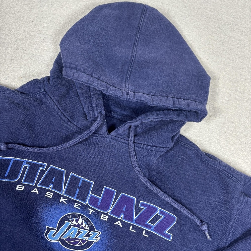 Y2K Utah Jazz Hoodie Mens Large Blue‎ NBA Basketball Pullover Sweatshirt Graphic